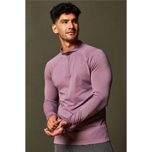 FABLETICS Men’s Plum Cactus The Training Day Quarter Zip Long Sleeve Pullover Si - Picture 1 of 8